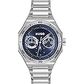 HUGO Men's #Grail Sport Watch – 44mm Stainless Steel Case, Multifunction Movement, Bold Design, Quartz Accuracy, Sporty and Dynamic Style - Gift for Him
