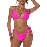 ZAFUL Women's Triangle Bikini Floral String Bikini Set Two Piece Swimsuit Bathing Suits