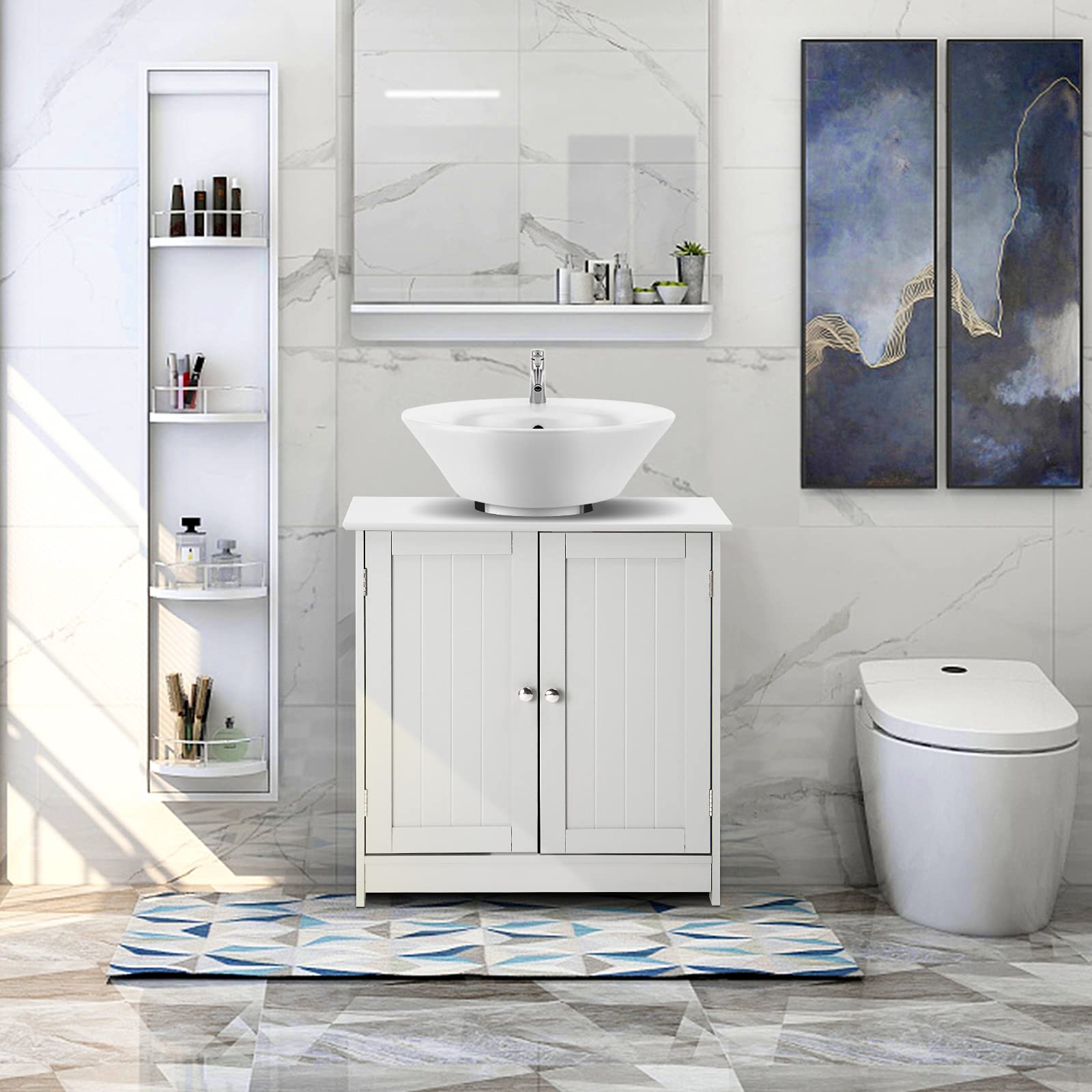 Bonnlo Pedestal Sink Storage with 2 Doors Traditional Under