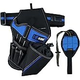 KUNN 3-in-1 Right-handed Drill Holster Set with Magnetic Wristband and Tool Belt, Cordless Drill Holster, Impact Driver Holster with Bit Pouch,Drill Holder for Tool Belt, Black and Blue