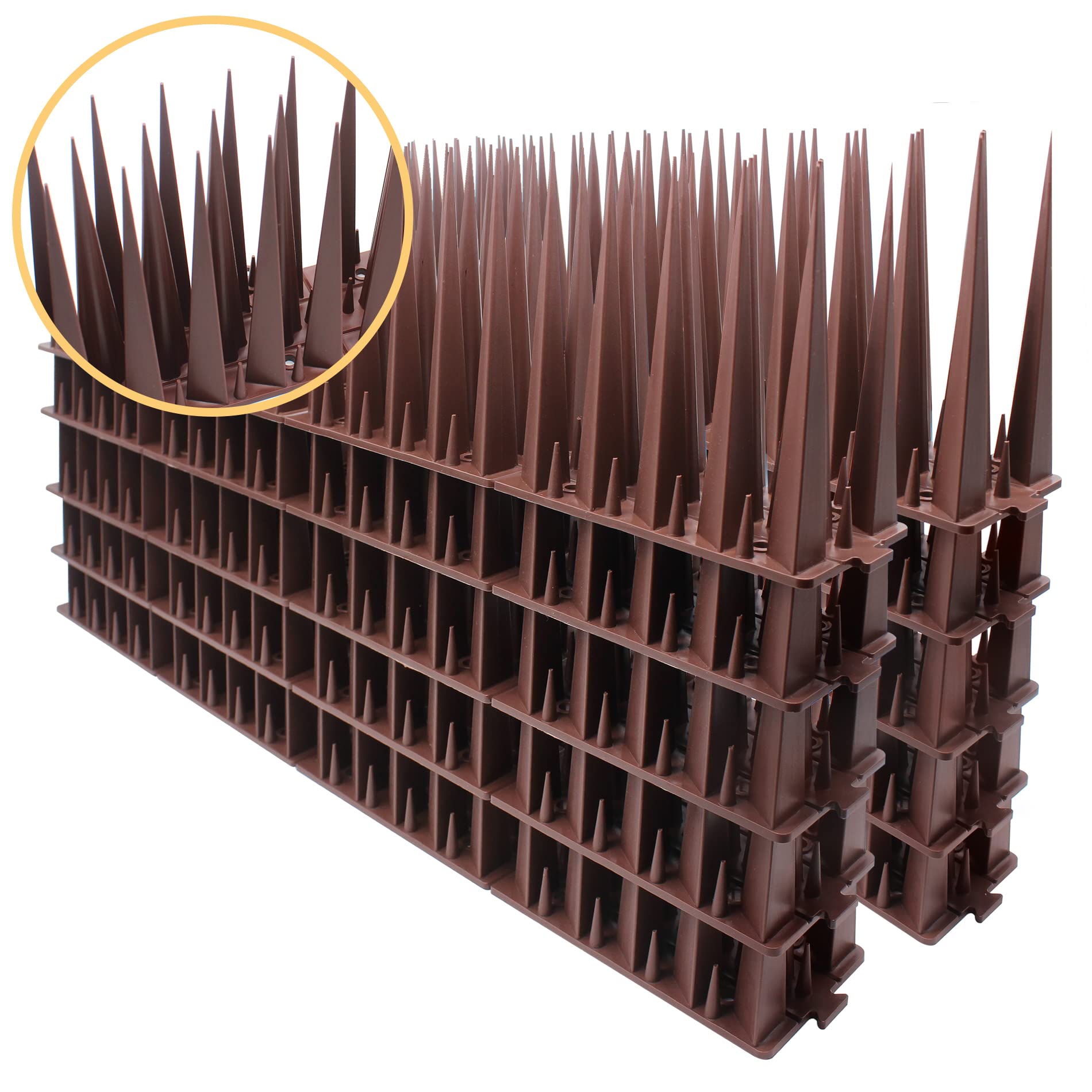 Cyitimo Bird Spikes with 10cm Long Spike for Pigeons Keep Birds Cats Squirrels Away， Birds Fence Spikes, Protect Your Roof Garden Railing and Outdoor Walls Covers 410cm (Brown)