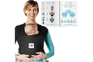 Breeze Baby K'tan Baby Carrier, #1 Easy Pre-Wrapped Baby Sling Gift | Breathable 100% Cotton Mesh | Hands Free Wrap for Infants | No Rings Or Buckles | Black | Large