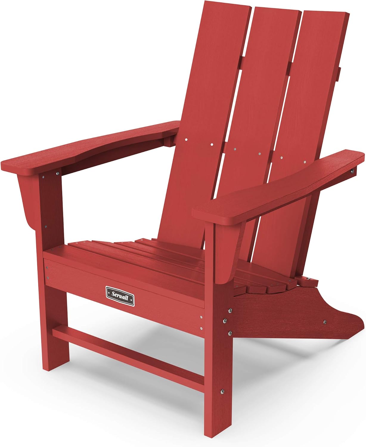 SERWALL Adirondack Chair Modern Back Contemporary Patio Chairs Lawn Chair Outdoor Chairs Painted Weather Resistant- Red