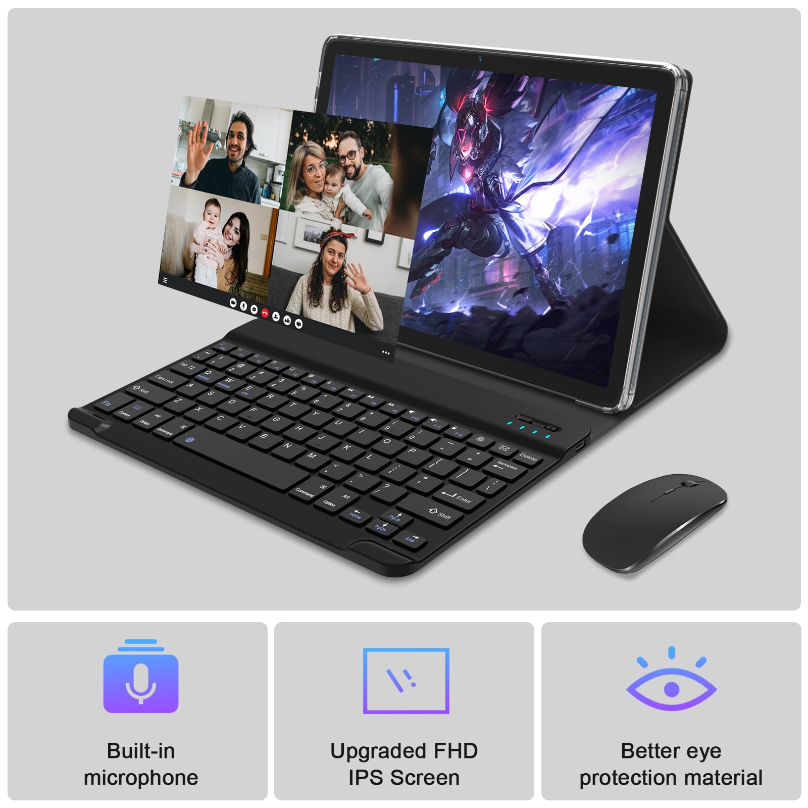 Tablet 10.1 Inch Android 13 Tablets 2025 Latest Android Tablets 128GB ROM+16GB RAM (8+8 Virtual), 2 in 1 Tablet with Keyboard, Powerful Octa-Core+13MP Camera, 1TB TF Expandable, FHD WiFi Tableta PC