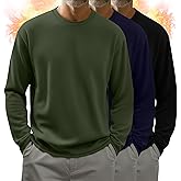 Velvelhall 3 Pack Men's Big and Tall Thermal Shirts Fleece Lined Long Sleeve Crew Neck T-Shirt Loose Fit Casual Pullover Tops