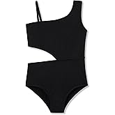 Dvenki Girls One Piece Leopard Print Swimsuits - Bathing Suit with Adjustable Straps Palm Tree Print Swimwear Size 6X-16