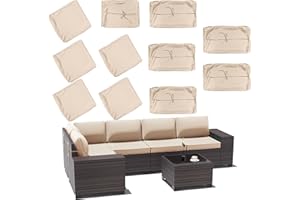 Kullavik Outdoor Patio Cushion Cover,Washable Furniture Cover,Smooth and Thick Zipper Cover, Polyester Fabric Cover, Suitable for Replacement Sofa Seat,Sand (Slipcover Only)