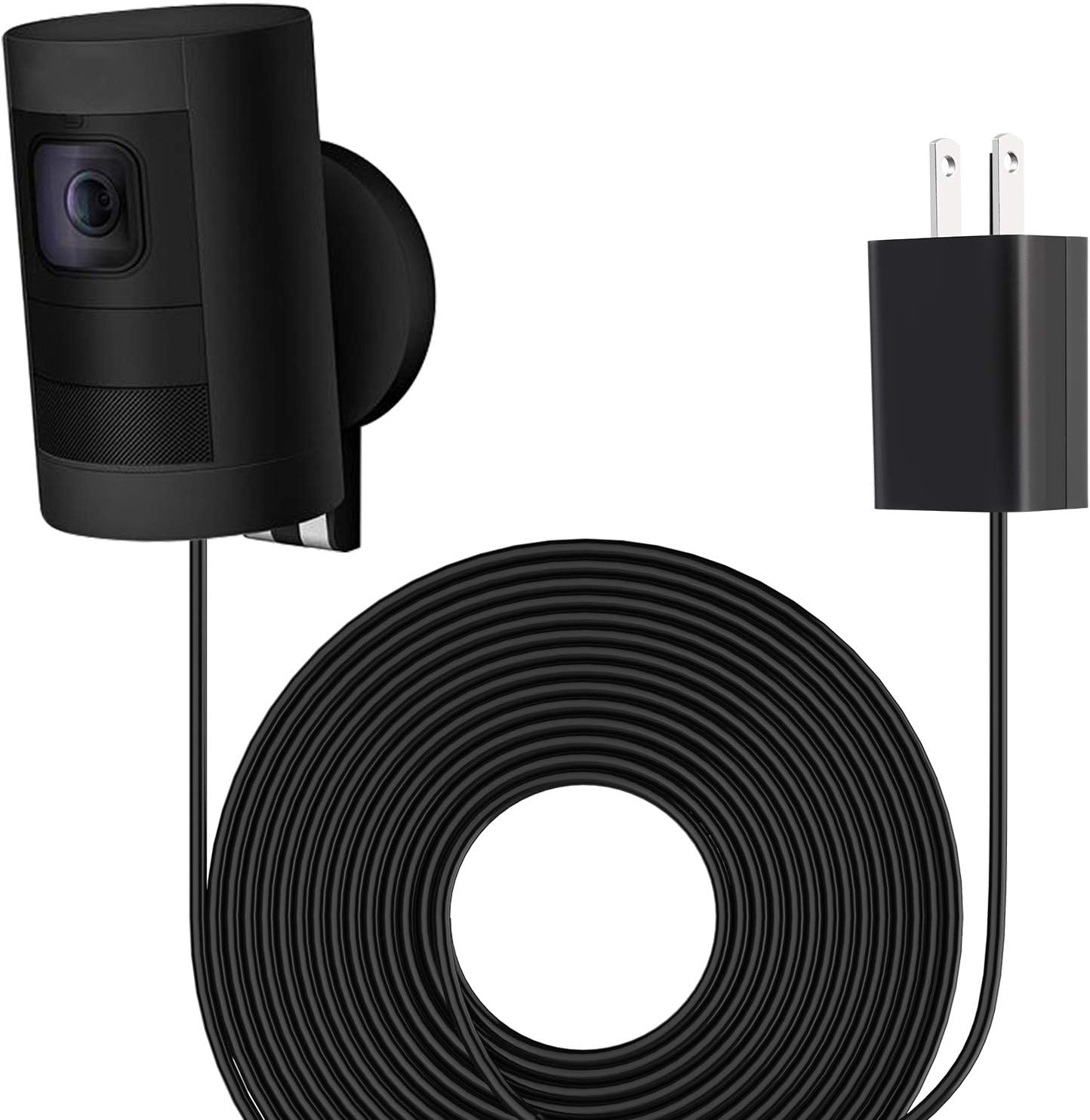 TOODOO Power Adapter Compatible with Ring Stick Up Cam Elite HD Security Camera, with Weatherproof 20 ft/ 6 m Cable, Continuously Charge Camera, No Need to Change Battery (Black)