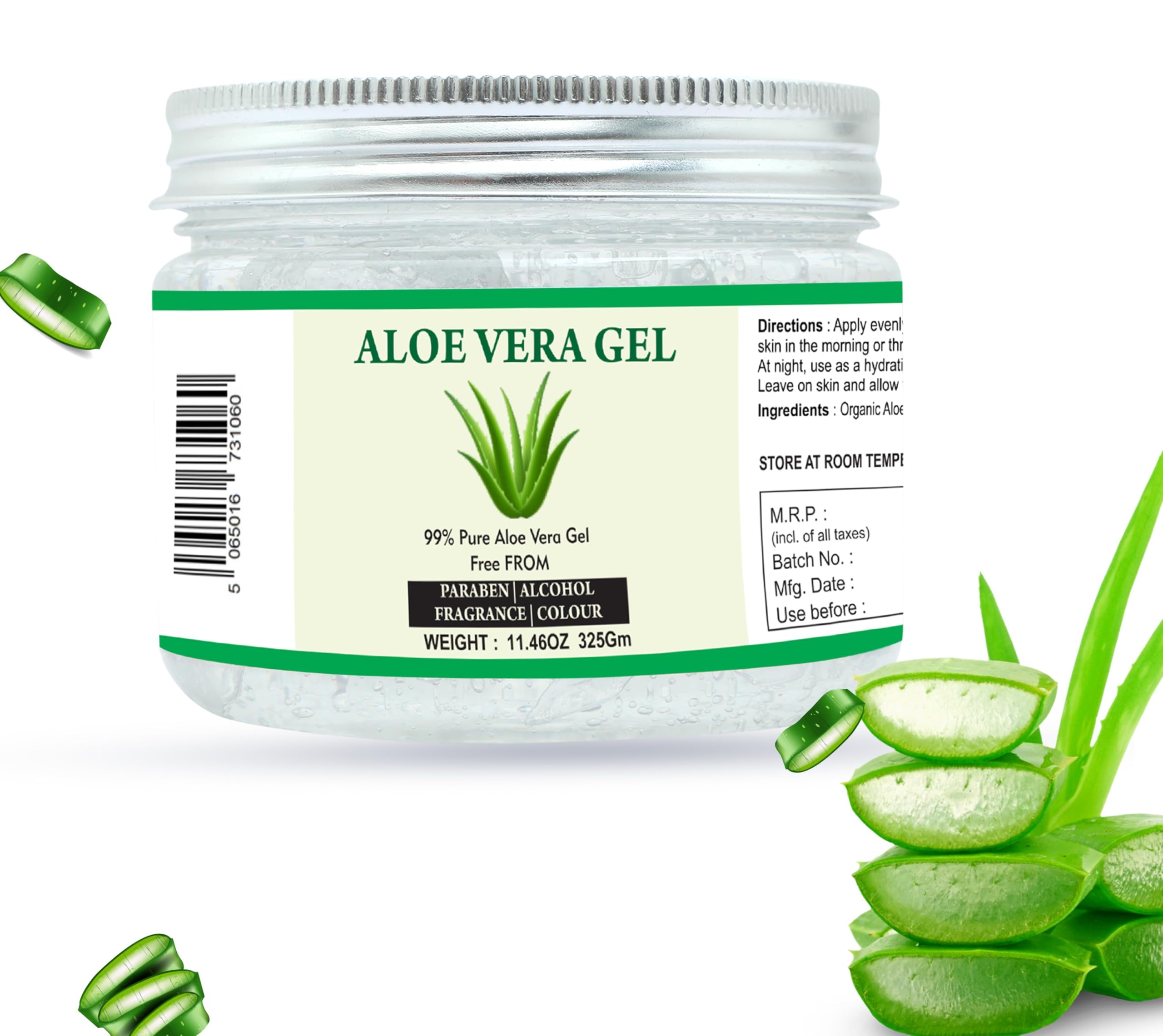 Aloe Vera Gel | 100% Pure Natural Aloe Gel | For Moisturizing Face Skin & Hair Care,Durable Moisturizing Hydrating Soothing | Non-Sticky (11.46 oz)