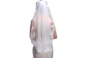 GEORGE BRIDE Wedding Veil Bridal Lace Traditional Vintage Bride Veil Short Bride Veils with Comb