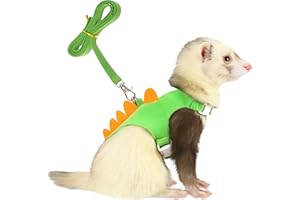 YBEATY Ferret Harness and Leash Set Small Animals Vest Harness with Safe Bell Dinosaur Shaped Leash Set for Baby Rabbit Guinea Pig Teacup Chihuahua Mouse and Other Small Pet
