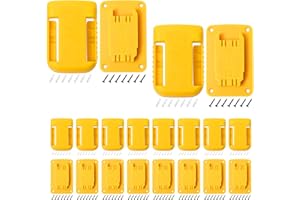 KETTKEL 20pas Tool Holders and Battery Holder for Dewalt 20v Wall Mount Hanger Battery Drill Tool Storage Shelf for Milwaukee M18(Yellow)