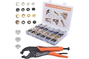 100 Sets Snap Button Kit, Heavy Duty Snap Fastener Tool Kit, 15mm Metal Snaps with Snap Pliers, 4 Colors Snap Buttons Press S
