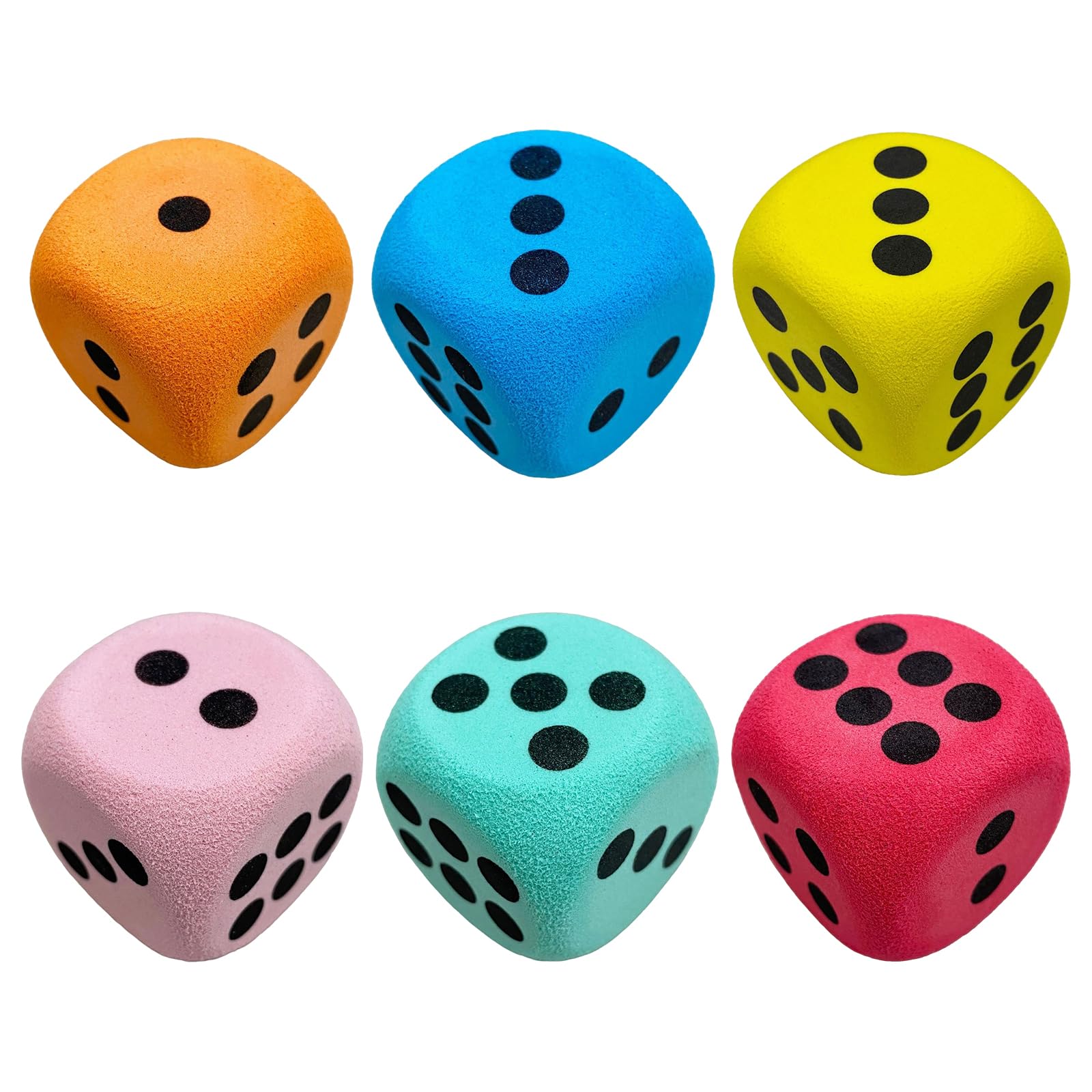 6 Pcs Large Dice, 3.8CM Large Foam Dice, Colorful Giant Dices for Maths Cubes, Larges Soft EVA Dices for Math Dicess Games, Kids Party Activities, Family Game Night, Team Building Exercises Dicess