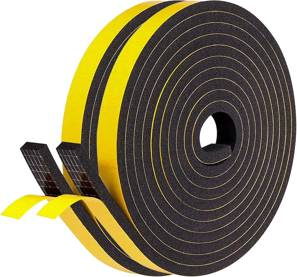 fowong Draft Excluder Door Weather Stripping 8m 2 Rolls 12mm x 6mm Foam Tape