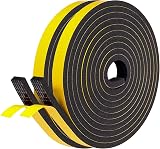 fowong Draft Excluder Door Weather Stripping 8m 2 Rolls 12mm x 6mm Foam Tape