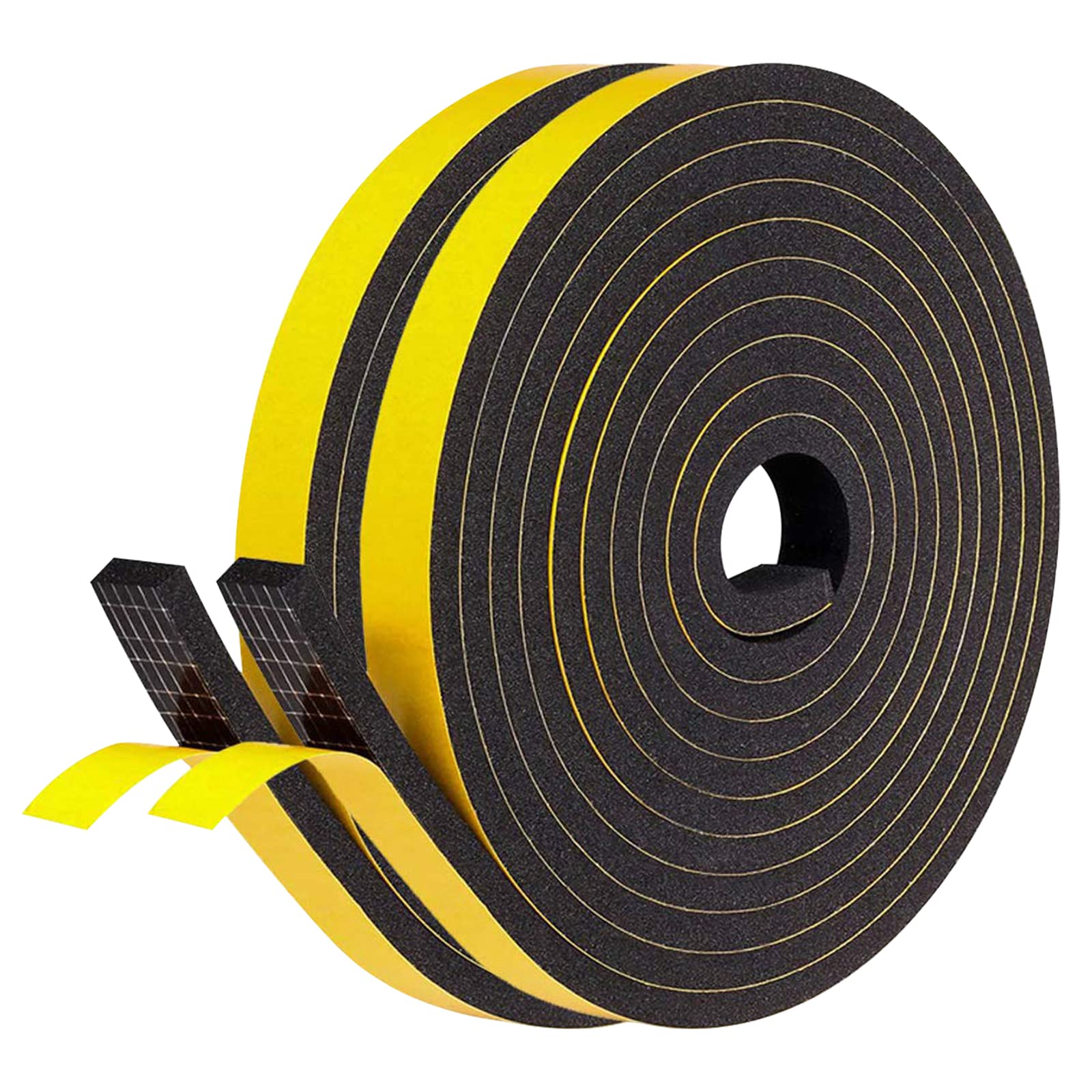 fowong Draft Excluder for Doors, 2 Rolls 12 mm(W) x 6 mm(T) Weather Stripping Door Window Seal Strip, Foam Seal Tape for Windows and Doors, 8m Length (2 X 4m Each)
