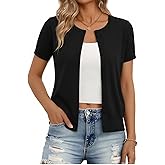 GRACE KARIN Short Sleeve Cardigans for Women, 2026 Summer Knitted Sweater Tops, Basic Crew Neck Crop Outfits