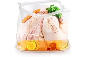 KREAPA Turkey Brining Bags (4 Pack, 26" × 22") Extra Large brine bag forTurkey Holds up 40lb, Thickened Brining Bag with 4 removable zipper assist clips and Cotton Strings