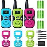 Walkie Talkies for Kids Rechargeable 3 Pack - Long Range Kid Walkie Talkie for Camping Hiking Outdoor - Walkie-Talkies Walky Talky for Kids - Toys and Gifts for 3-12 Year Old Boys Girls