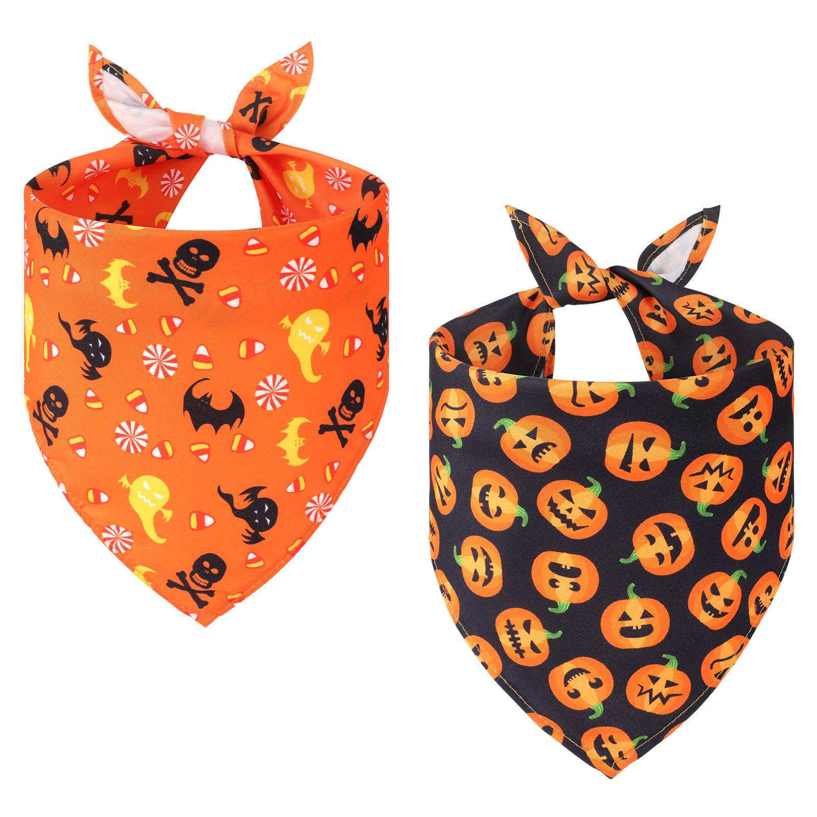 SRIZIAN 2 Pcs Halloween Dog Bandanas, Adjustable Triangle Cat Dog Neckerchief, Triangle Scarfs with Pumpkin Pattern, Dog Halloween Costumes for Small Medium Large Dogs — image 1
