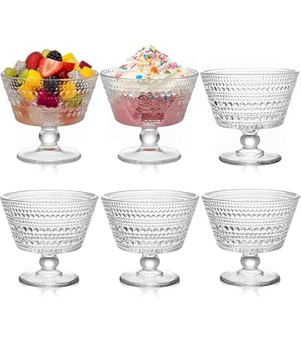 Amazon.com: ZOOFOX 6 Pack Glass Ice Cream Bowl Set, 9 oz Footed