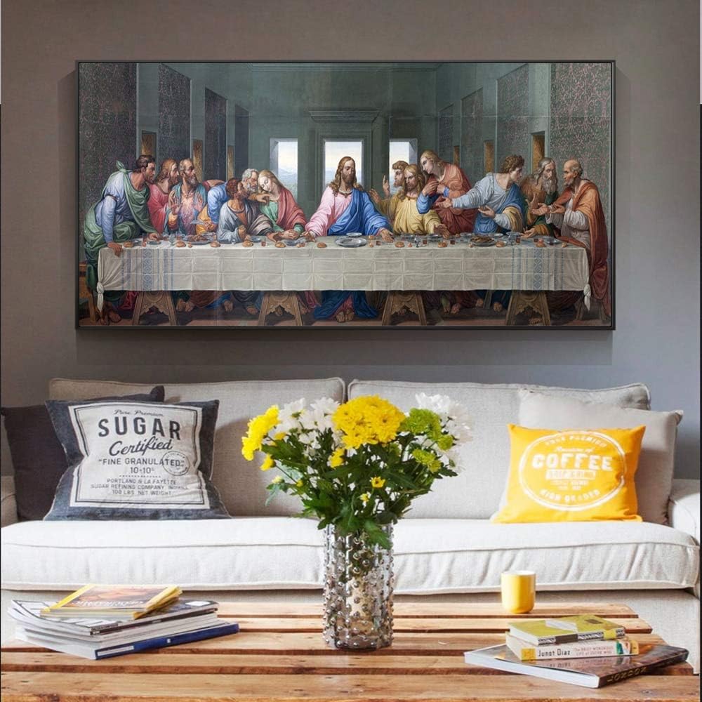 Wsxwga Classical Da Vinci Last Supper Paintings Reproductions On The Wall Art Canvas Prints Christian Decorative Pictures Home Decor Canvas Painting Watercolor 30 * 60cm