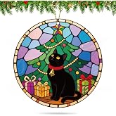 Black Cat Funny Christmas Ornaments 2025, 2D Acrylic Hanging Ornaments for Christmas Tree Decorations, Xmas Decor for Cat Lovers Stocking Stuffers Gifts for Women and Men