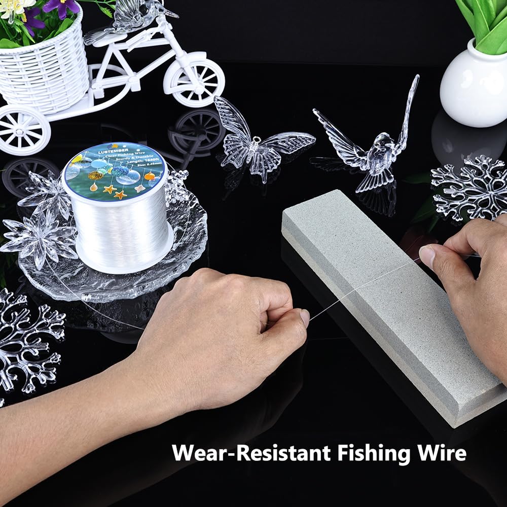 Fishing Wire, 1640 ft Clear Fishing Line, Strong Invisible String for Hanging Decorations, Balloons, Crafts, Jewelry Making, Beading, Bracelets and Necklaces