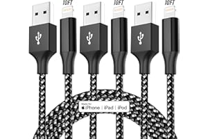 MENOSUPP iPhone Charger 3Pack 10FT Apple MFi Certified Lightning Cable High Speed Fast Charging Cord Compatible with iPhone 14/13/12/11 Pro Max Mini X/XR/XS/X/8/7/6/6S/SE Plus and More