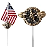 FRF FLAG WWII Aluminum Grave Marker, with 12x18 Inch USA Flag, Aluminum Veterans Plaque, Memorial Day Gifts, Suitable for Graveside Memorials to Honor Those who Served