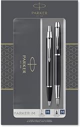 Parker IM Duo Gift Set Ballpoint & Fountain Pen Gloss Black Chrome