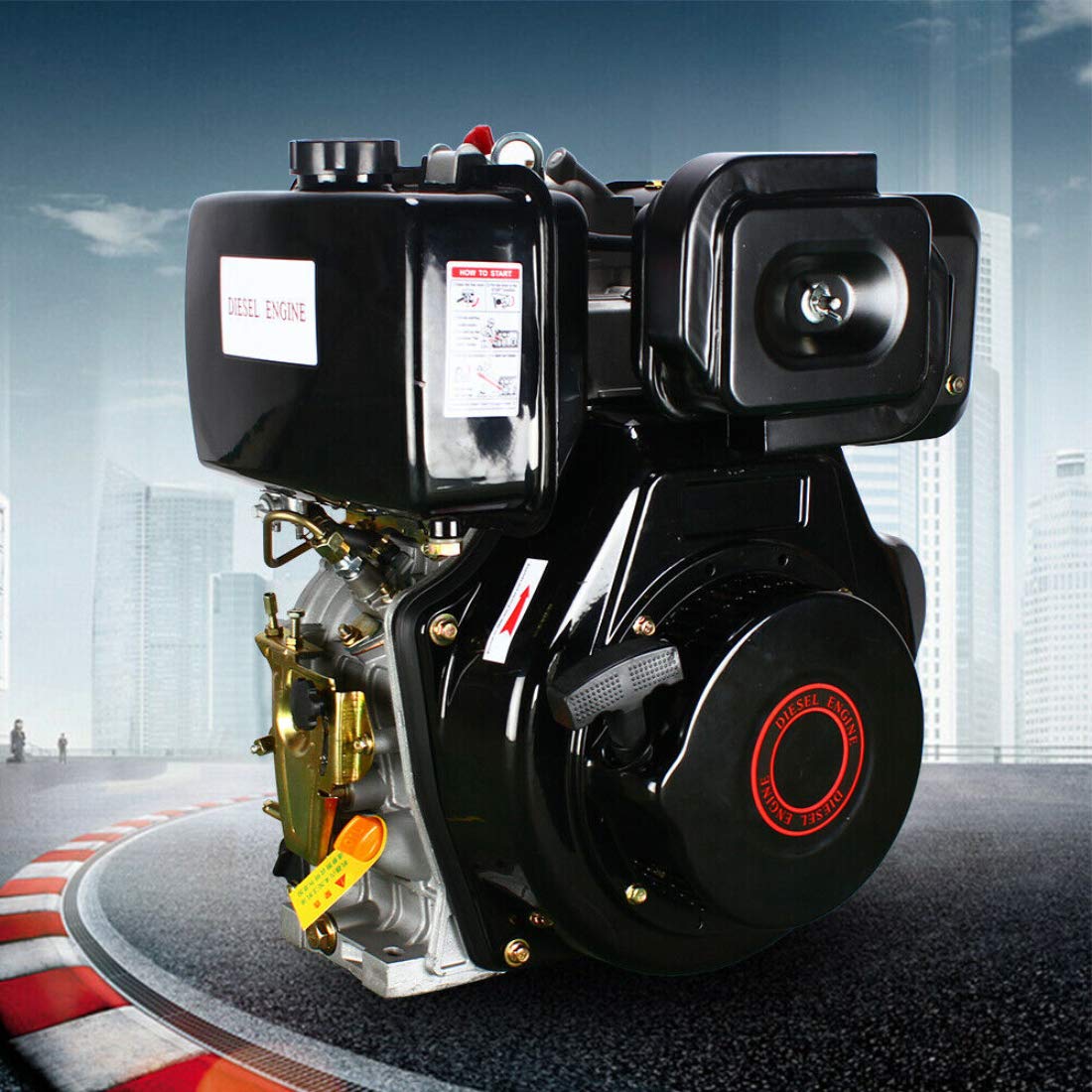 DNYSYSJ Diesel Engine 4 Stroke Single Cylinder Forced Air Cooling 186F 9HP 406cc Diesel Engine for A
