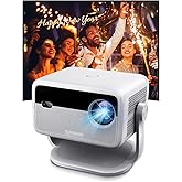 600 ANSI Projector with Apps 500+,4K Supported Native 1080P Projector with WiFi and Bluetooth,360°Rotation & 150'' Smart Projector Compatible with TV Stick, Phone,HDMI, USB for Home, Bedroom, Outdoor