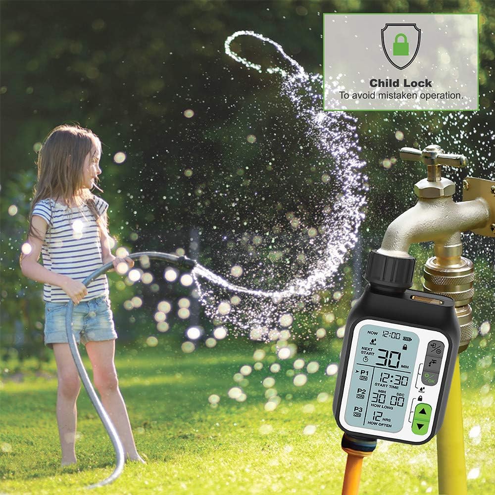 Kacsoo Digital Irrigation Timer, Hose Automatic Watering Timer with Big LCD Irrigation Controller Rain Sensor,3 Separate Irrigation Programs, Faucet Digital Watering Timer for Outdoor Garden Lawn: Home & Kitchen