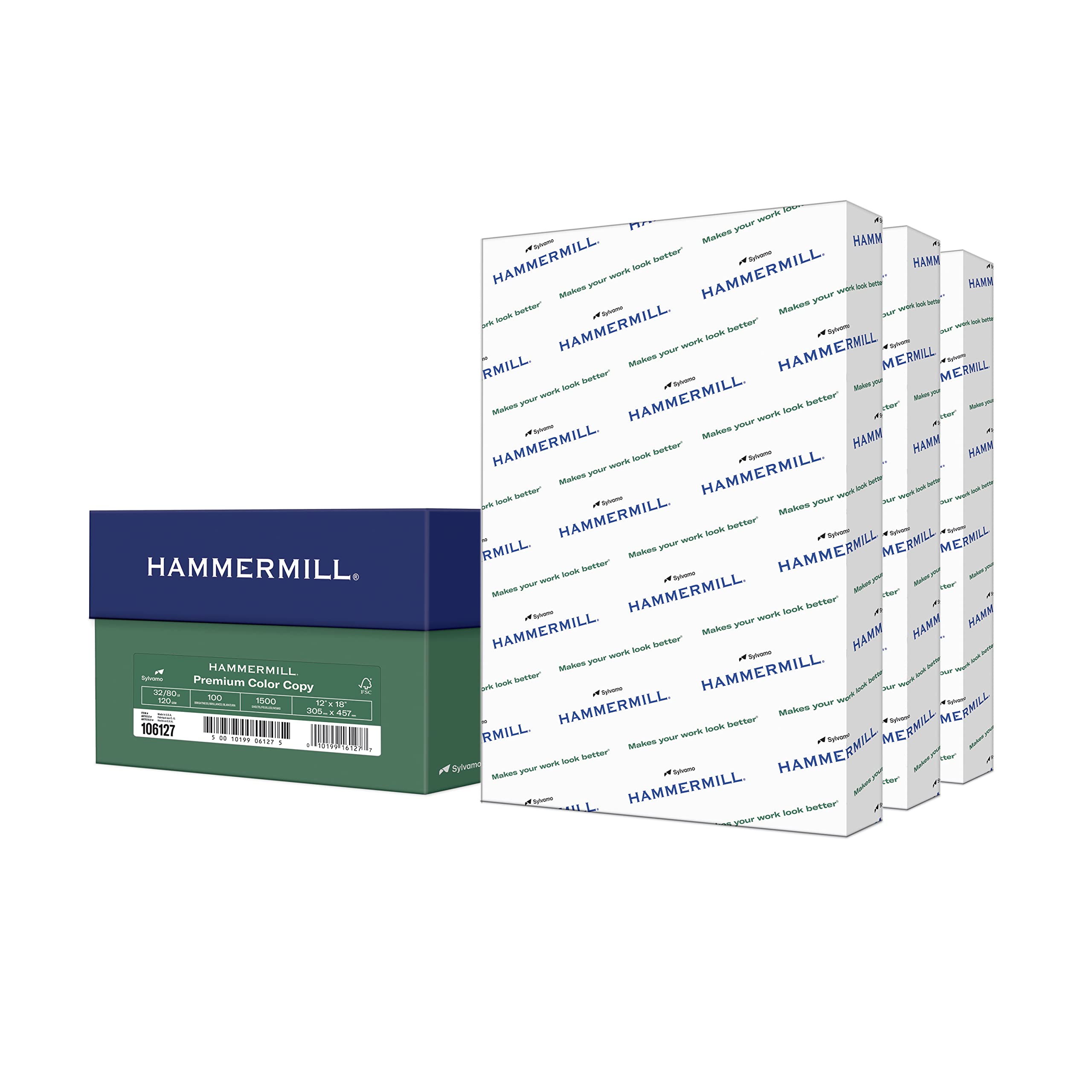 Photo 1 of Hammermill Printer Paper, Premium Color 32 lb Copy Paper, 12 x 18 - 3 Ream (1,500 Sheets) - 100 Bright, Made in the USA, 106127C