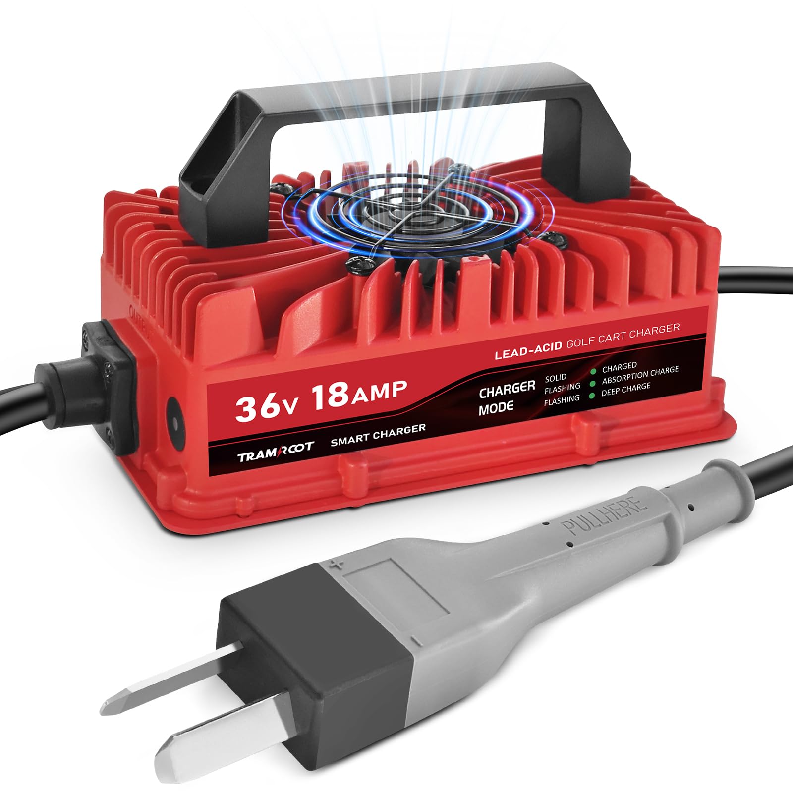 Photo 1 of TRAMROOT 18 Amp Golf Cart Charger for 36 Volt Club Car, EZGO & Yamaha Lead Acid Battery with Upgraded Crowfoot Plug
