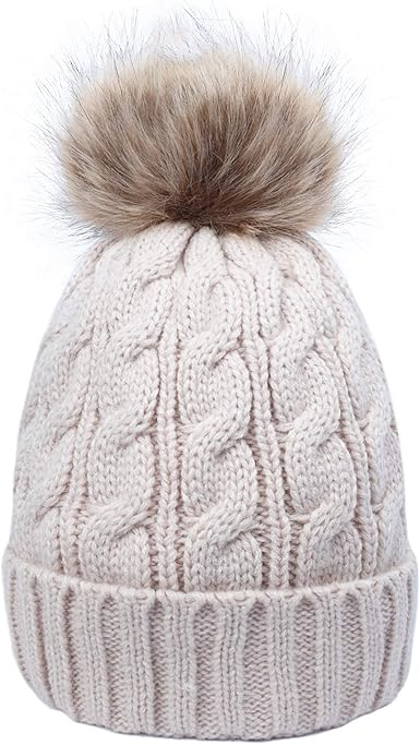 grey fluffy bobble hat