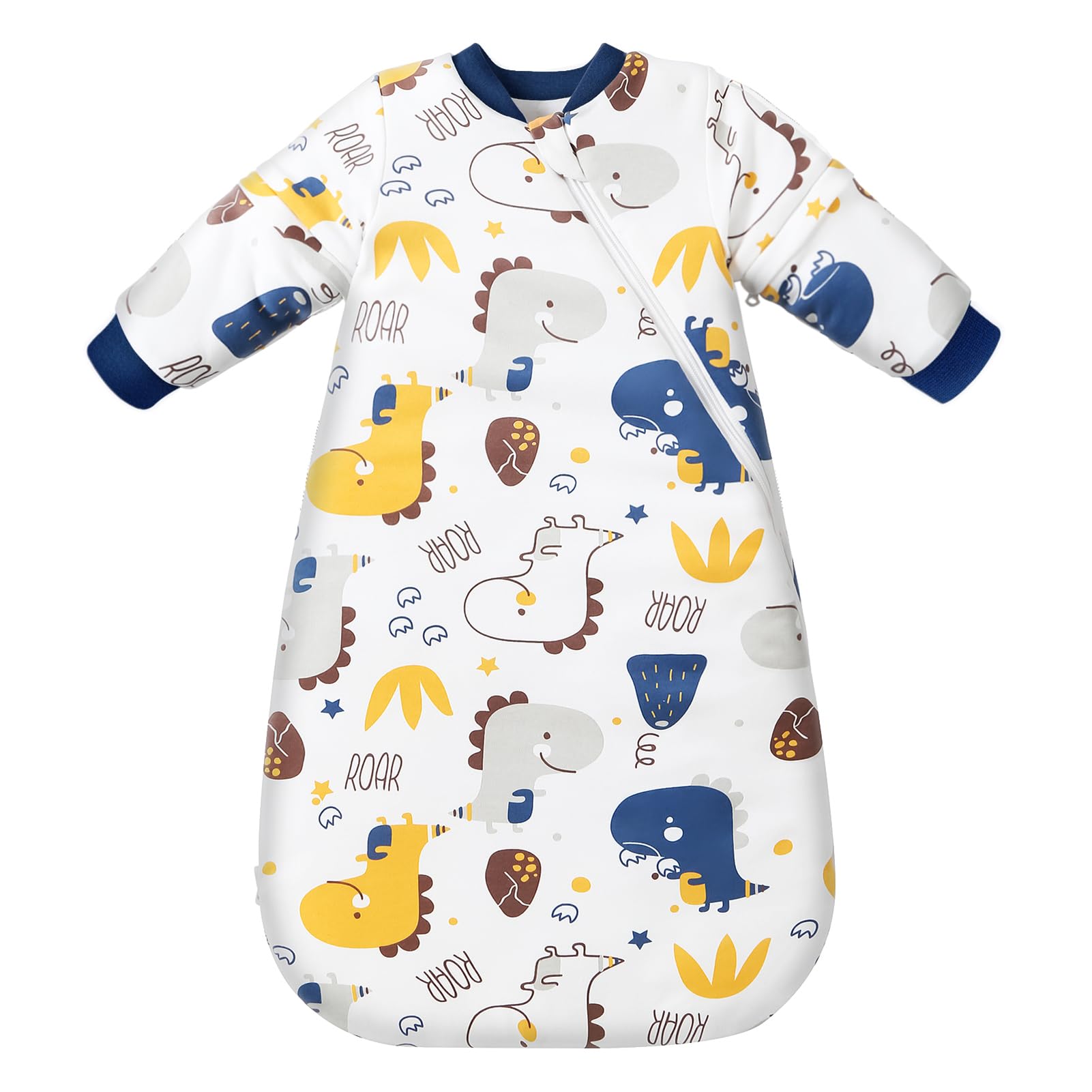 MIKAFEN Baby Sleeping Bag Winter 3.5 tog with removable sleeves, cotton sleeping bag with arms,Little Dinosaurs 58-70cm/0-6 Monate — image 1