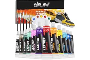 Colorful Acrylic Leather Paint for Shoe Painting- 12 Colors Leather Paint for Bag & Wallet Decor, Leather Jacket Care, Crafts