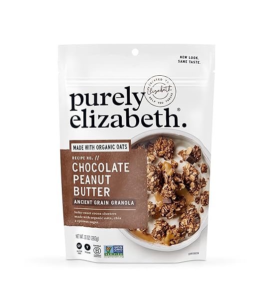 PURELY ELIZABETH, CHOCOLATE PEANUT BUTTER, ANCIENT GRAIN GRANOLA,...