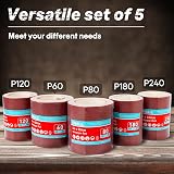 SHALL Sandpaper Roll Set 5 Rolls 9.3mm x 5m Aluminum Oxide Grit 60-240 view 3