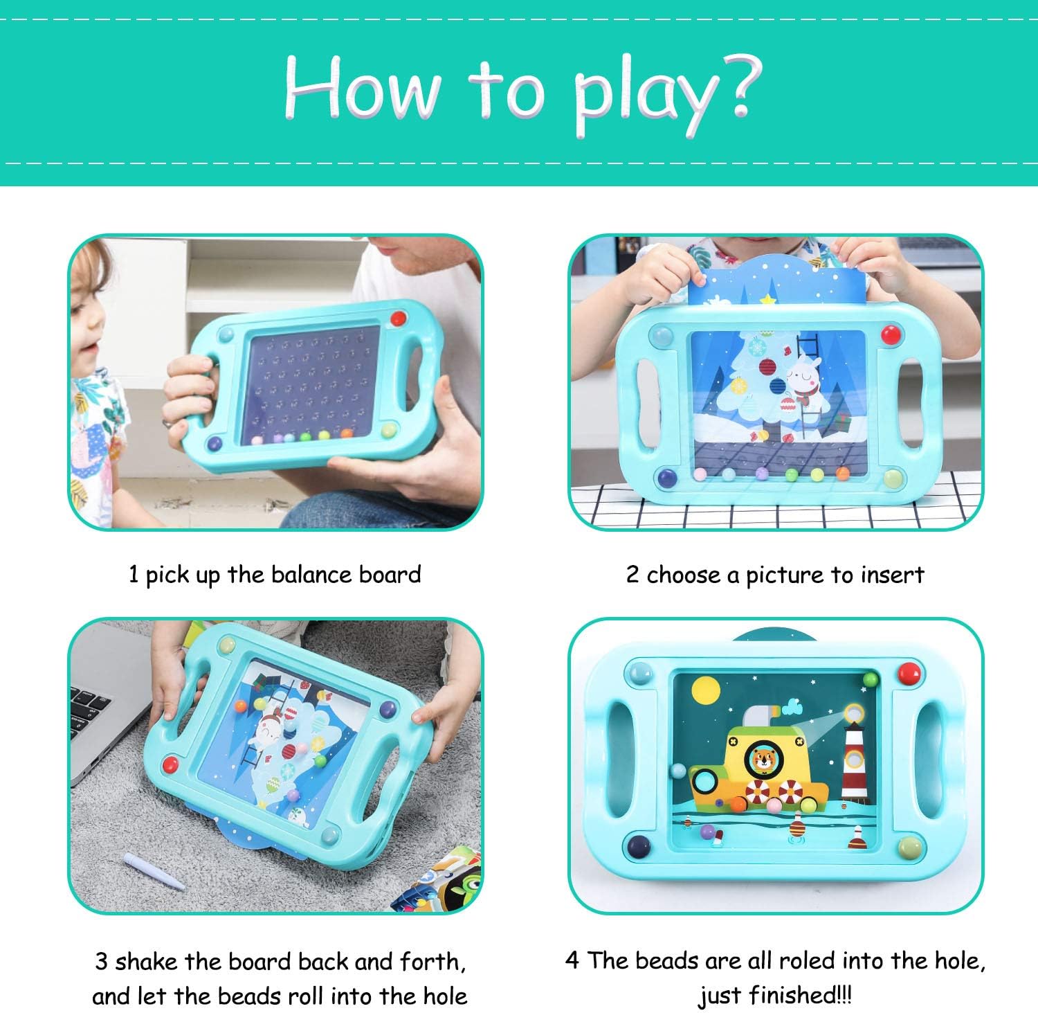 Charunee Magnetic Drawing Board,Magnetic Erasable Doodle Writing Pad,Double Sided Balance Ball Maze Game Sketch Doodle Board Painting Toys Birthday Gift Present for 3+ Years Kids Boys Girls: Toys & Games