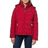 Calvin Klein Women's Stretch Fabric Puffer Jacket With Hood – Warm Quilted Zip Front Coat