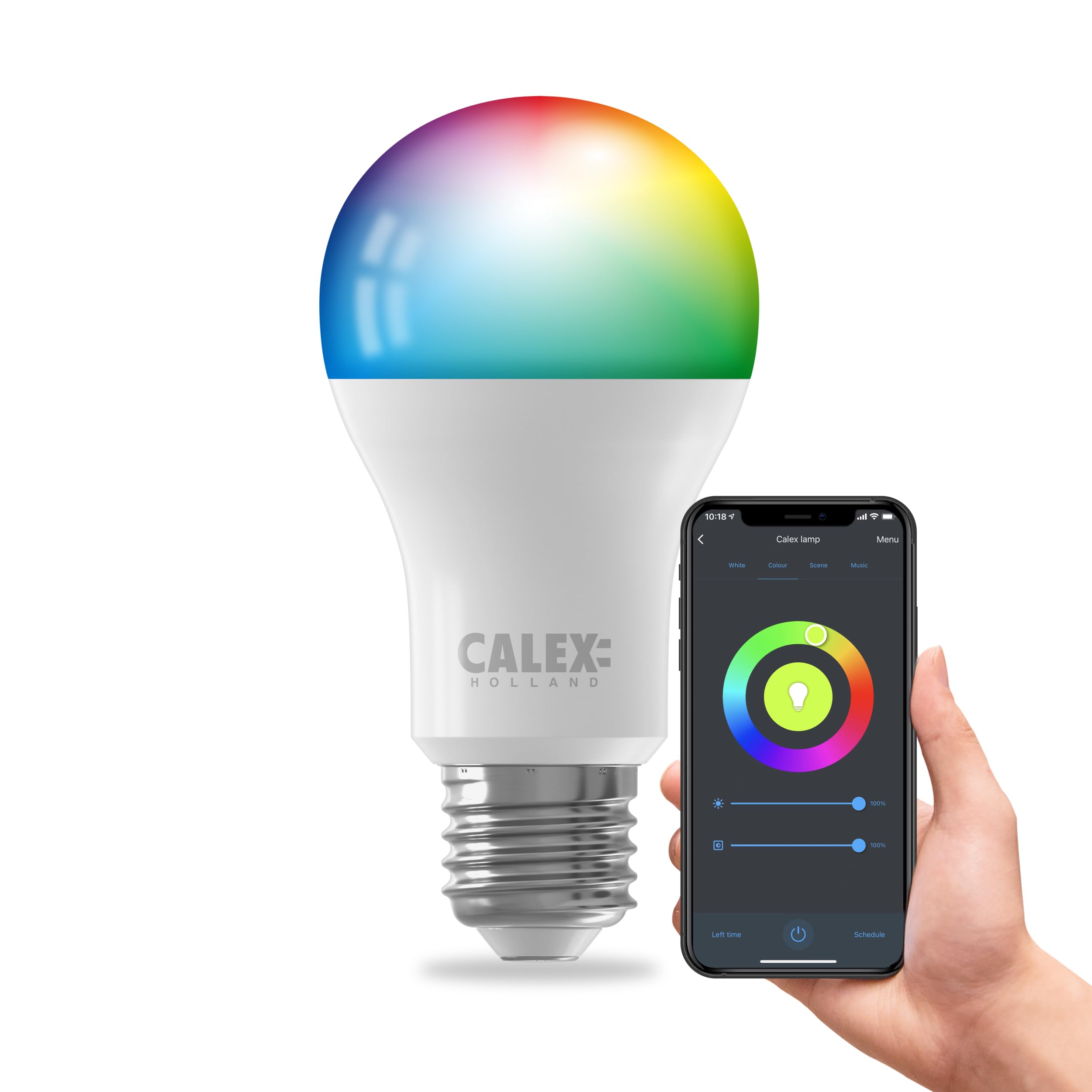 CALEX - Smart Light Bulb E27, WiFi LED A60 Bulb, RGB, App and Works with Amazon Alexa and Google Home, 9.4W