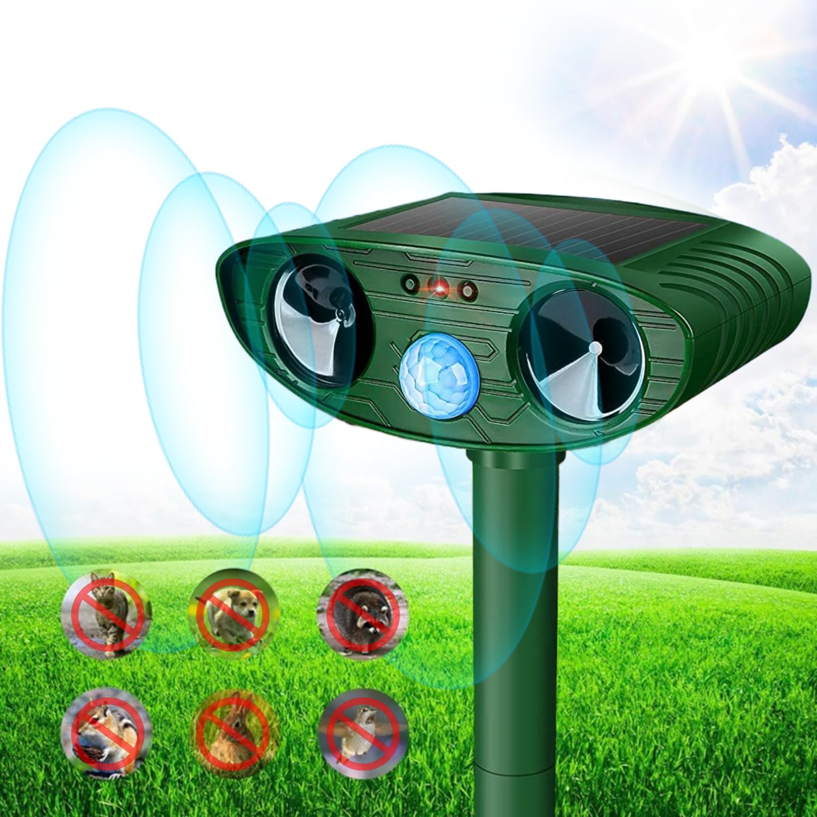 Funnaura Solar Cat Repellent Ultrasonic, Best Cat Repeller for Garden, Outdoor Animal Scarers Motion Sensors