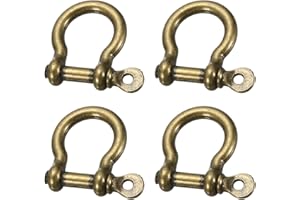 MECCANIXITY Screw in Shackle, 8.5mm Zinc Alloy D Shaped Bow Shackles Screw Joint Connect for Keychain Bracelet Leather DIY Cr