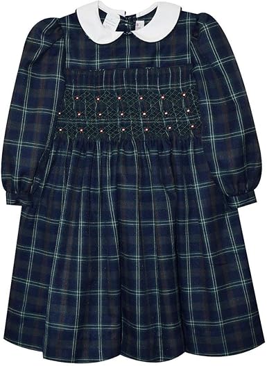navy and red plaid dress