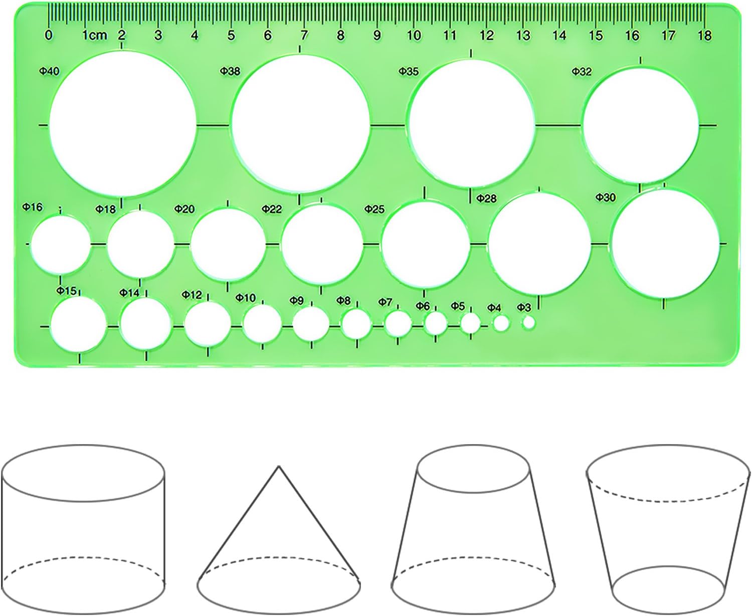 Hestya Circle Template 3 Pieces Plastic Circle and Oval Templates Measuring Templates Rulers Digital Drawing for Office and School Building Formwork Drawings Templates (Clear Green) : Office Products
