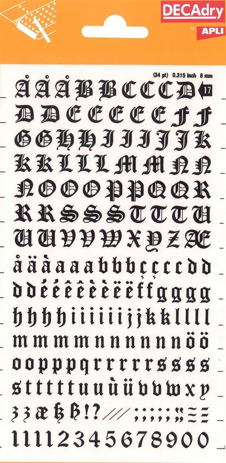 Transferable Letters and Numbers, Black, Antique Letters and Numbers, 8 mm, Black โ image 1